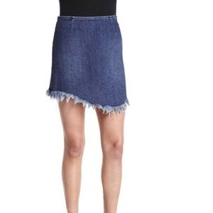 Kendall + Kylie Raw Fringe Seamed Denim skirt M